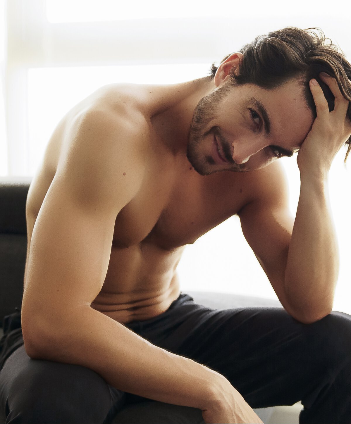 Austin Male breast liposuction model shirtless