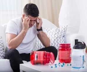 Man overwhelmed by steroid side effects