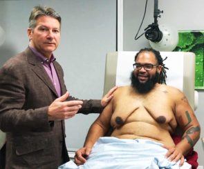 Dr. Caridi with male breast reduction patient